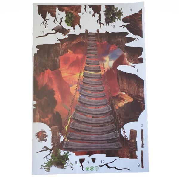 3D Ladder over Volcano Wall Decal Stickers