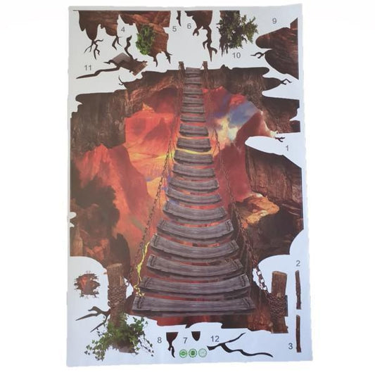 3D Ladder over Volcano Wall Decal Stickers