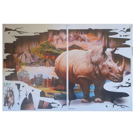 3D Rhino Wall Decal Sticker