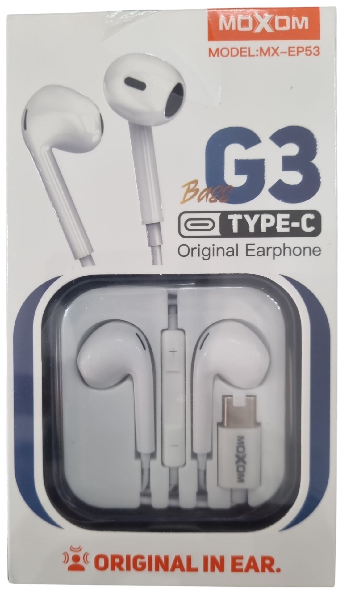 Moxom MX-EP53 Type-C Earphones – White | USB-C with Mic