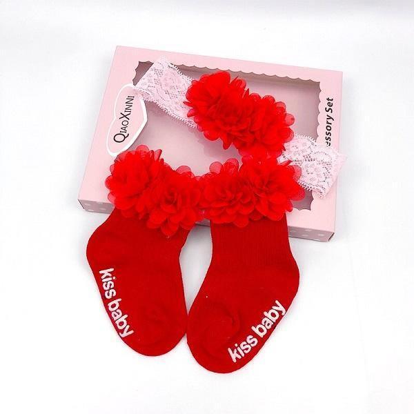 Smitten Flower Baby Socks with Headband Set
