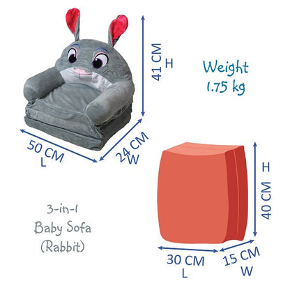 2 in 1 Baby Sofa and Lounger - Rabbit