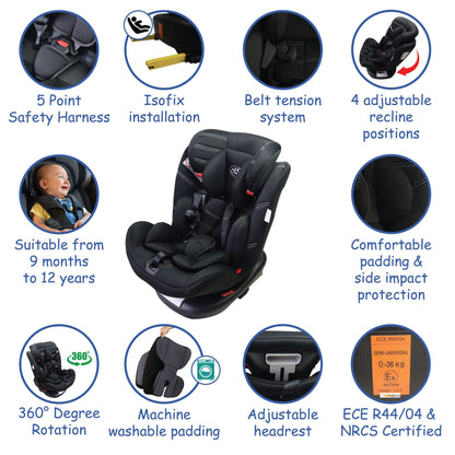 360 ISOFIX Rotating Infant to Toddler Car Seat – Black