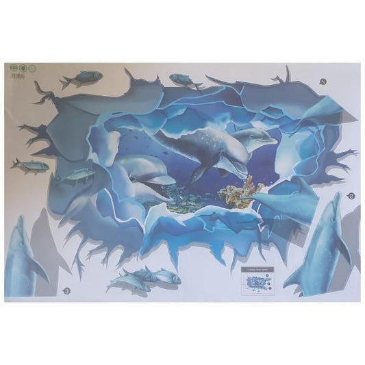3D Coral Dolphins Wall Decal Sticker
