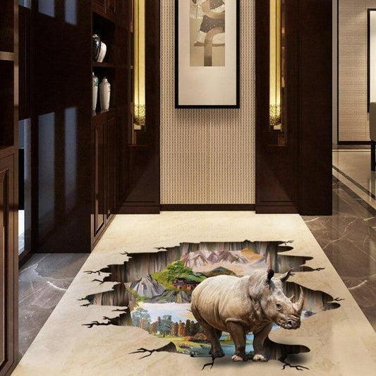 3D Rhino Wall Decal Sticker