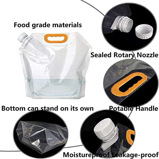 5L Refillable Plastic Food or Beverage Storage Bag (pack of 5)