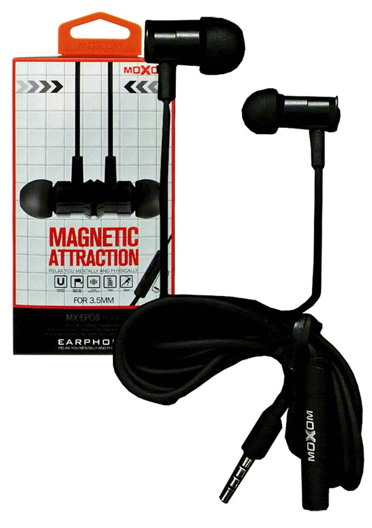 Moxom MX-EP08 Grey Magnetic Earphones | 3.5mm Jack & Mic