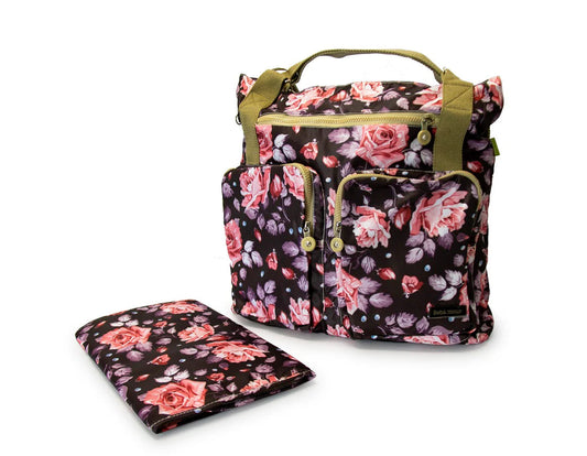 Beba Mour Roses Tote – Stylish Baby Bag with Changing Mat