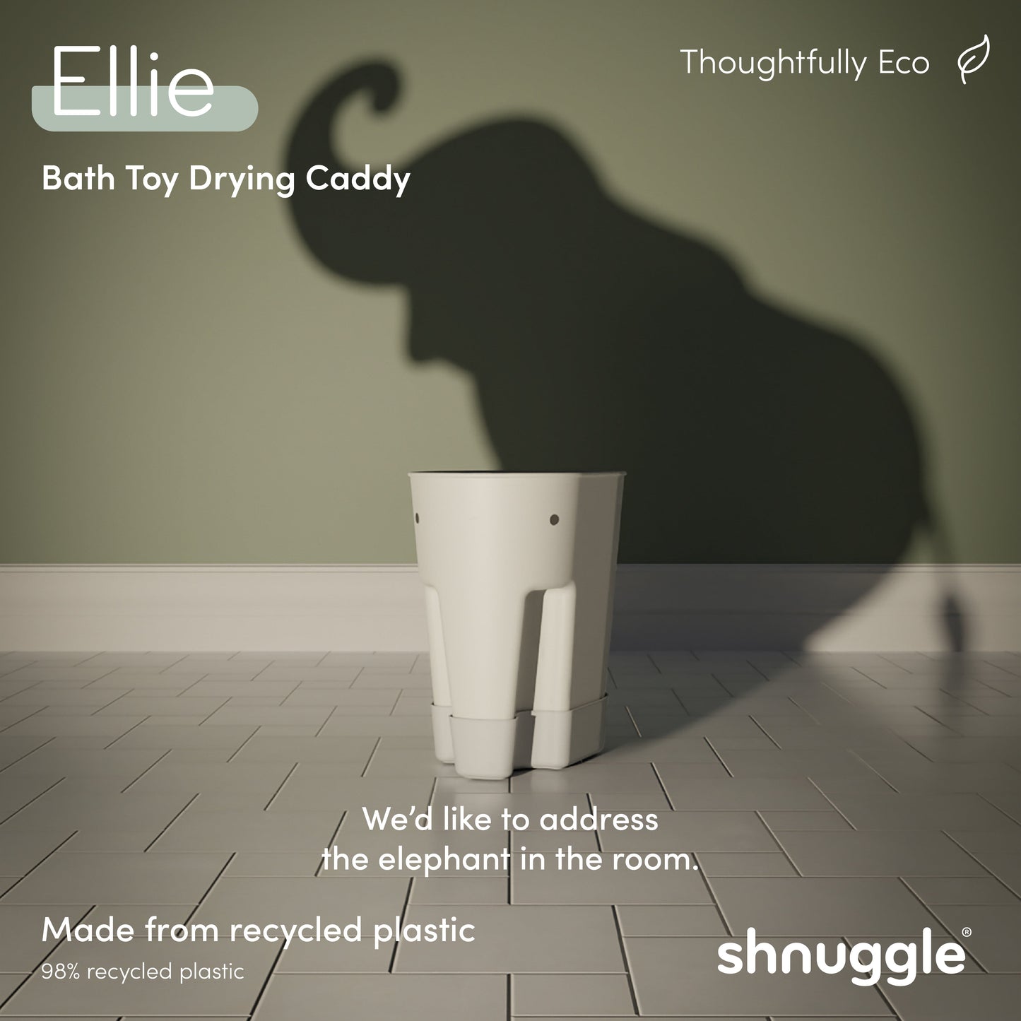 Shnuggle Ellie Bath Toy Drying Caddy | Free Standing Baby & Toddler Bath Toy Storage