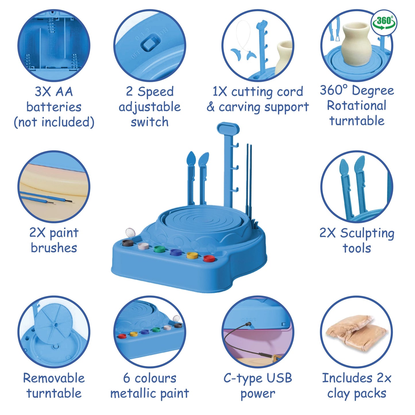 Kid’s Crafty Clay Pottery Playset