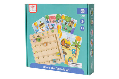 Nuovo Wooden Animal Puzzle Toy | Where The Animals Go (3+)