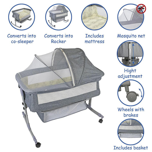 Grey Rocker Baby Bassinet & Co-Sleeper