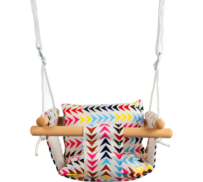 Wooden Canvas Baby Swing with Cushion