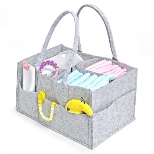 Grey Felt Nappy Organizer Caddy