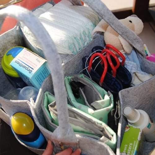 Grey Felt Nappy Organizer Caddy