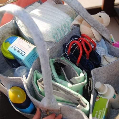 Grey Felt Nappy Organizer Caddy