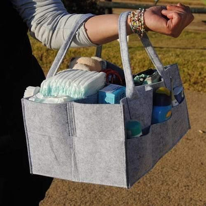 Grey Felt Nappy Organizer Caddy