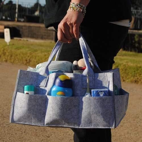 Grey Felt Nappy Organizer Caddy