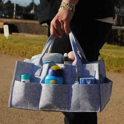 Grey Felt Nappy Organizer Caddy