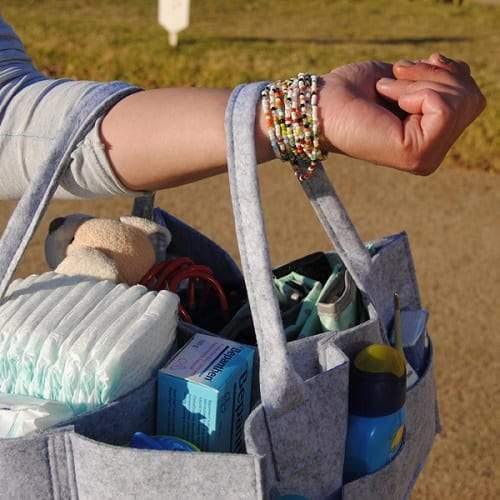 Grey Felt Nappy Organizer Caddy