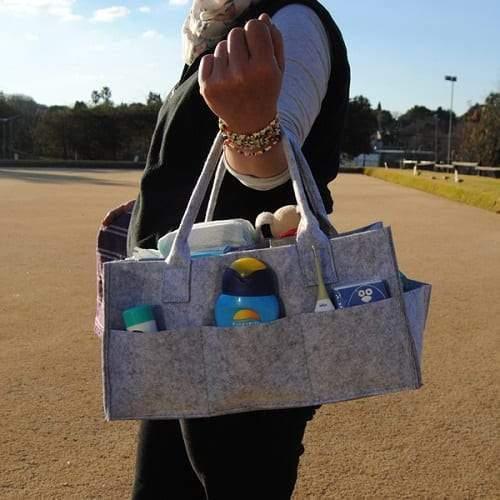 Grey Felt Nappy Organizer Caddy