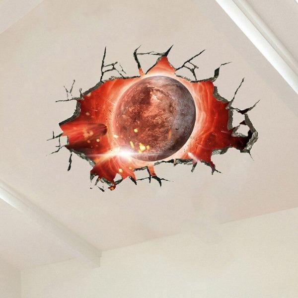Small 3D Red Planet Wall Decal Stickers