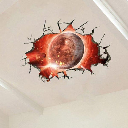 Small 3D Red Planet Wall Decal Stickers