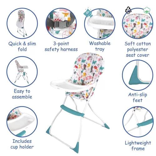 Turquoise Compact Fold High Chair